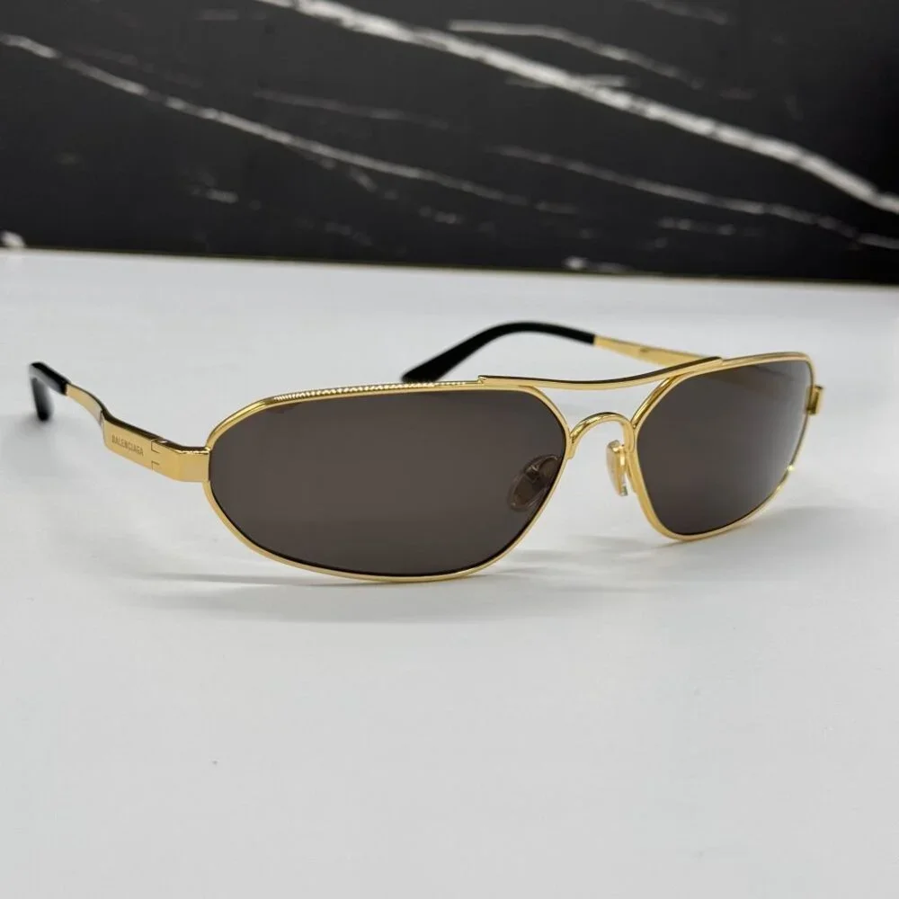 NEW BB0227S 001 BALENCIAGA DARK GOLD/GREY MEN BALENCIAGA SUNGLASSES - Picture 5 of 13